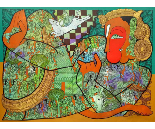 RG29  
Hanuman - VI 
27 x 37 inches 
Mixed media on canvas 
Unavailable (Can be commissioned)